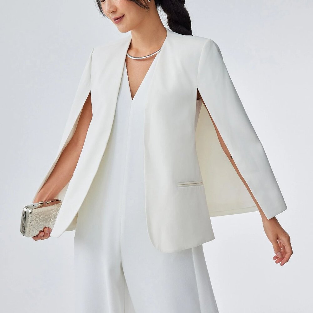 Love Bonito White Audrey Tailored Cape Blazer
